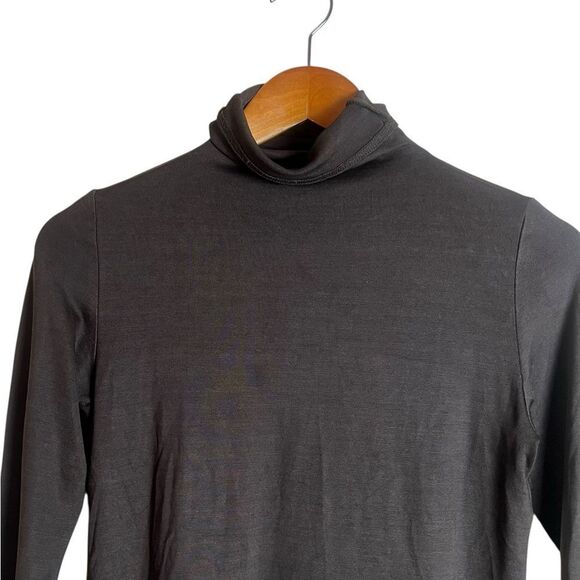 Linda Allard by Ellen Tracy brown silk blend turtle neck top - Picture 2 of 8